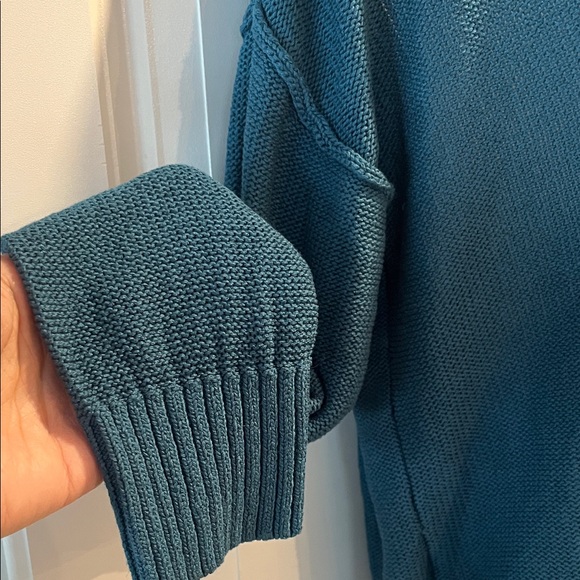 LOFT Teal V-Neck Buttoned Women's Sweater - Picture 4 of 9